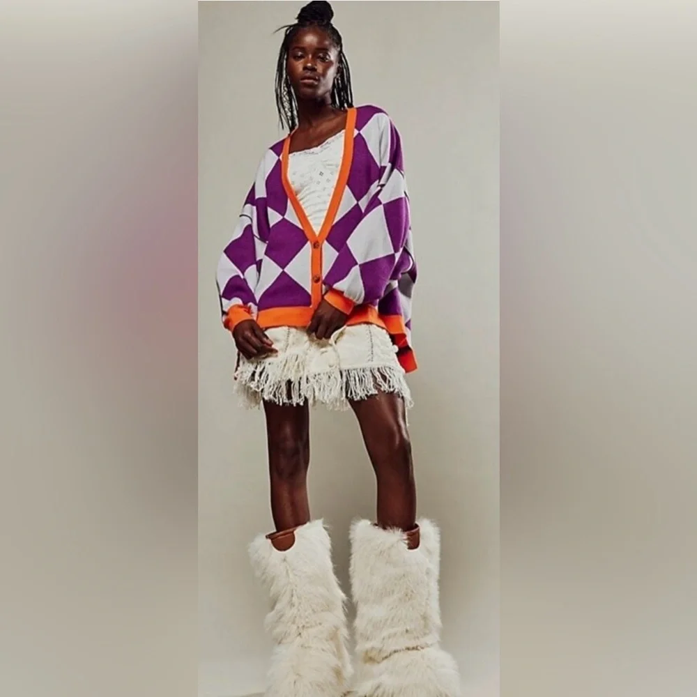 NWOT Free People We the Free M The Manny Cardigan in Dahlia Combo New $248 - Picture 3 of 8